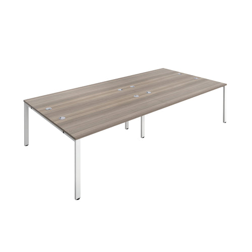 Jemini 4 Person Bench Desk 2400x1600x730mm Grey Oak/white Kf808732
