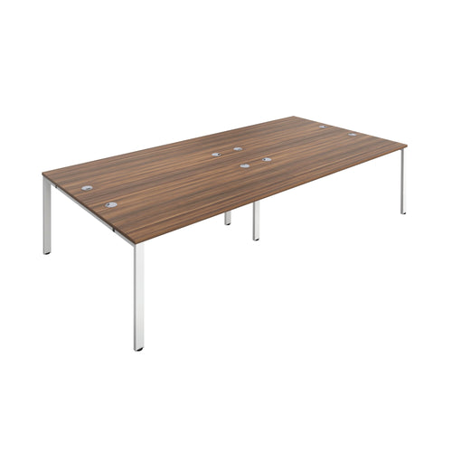 Jemini 4 Person Bench Desk 2400x1600x730mm Dark Walnut/white Kf808770