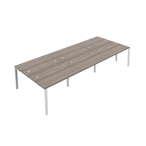 Jemini 6 Person Bench Desk 3600x1600x730mm Grey Oak/white Kf808794