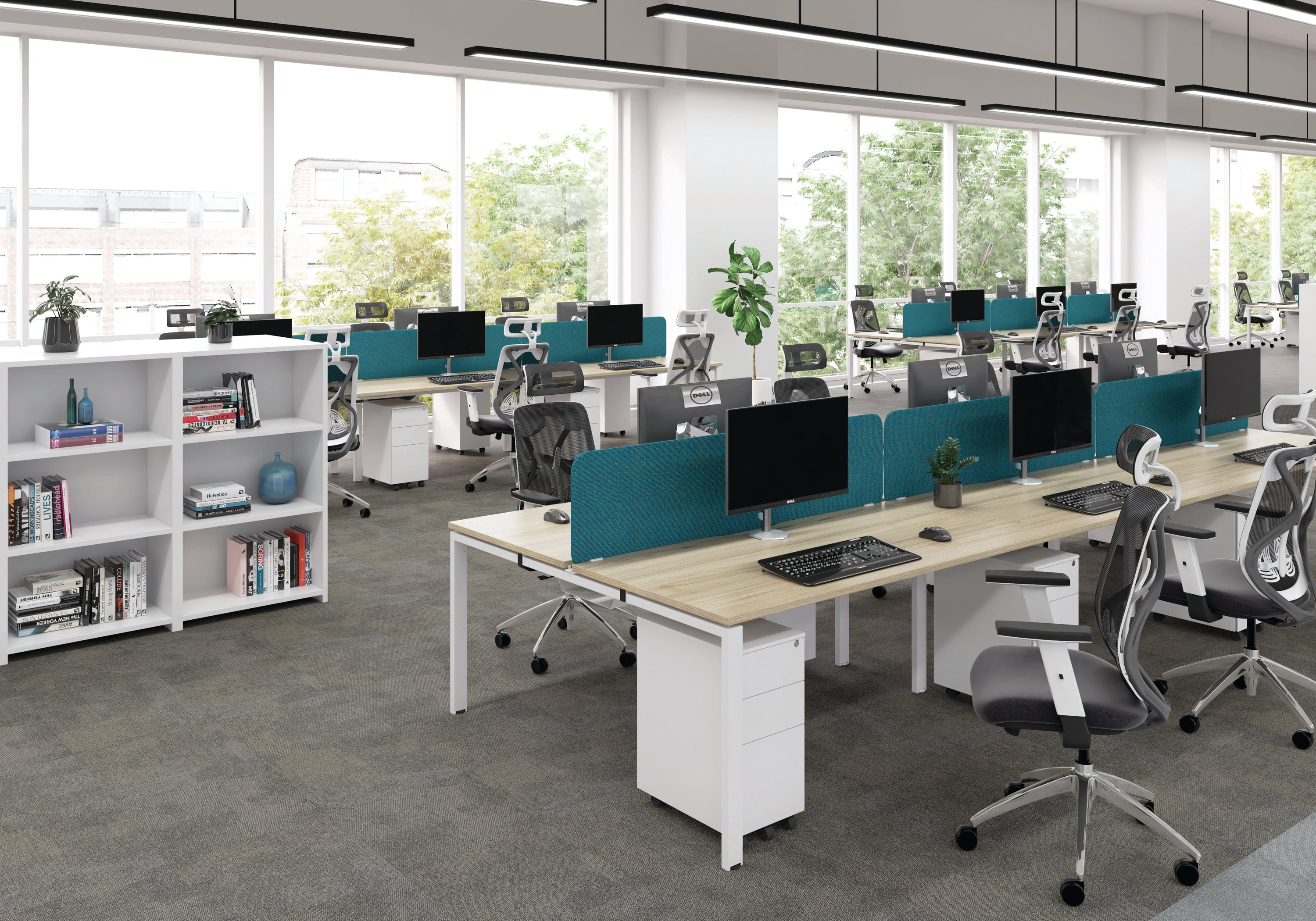 Jemini 2 Person Extension Bench Desk 1400x1600x730mm White/white Kf808992