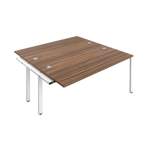 Jemini 2 Person Extension Bench Desk 1400x1600x730mm Dark Walnut/white Kf809012