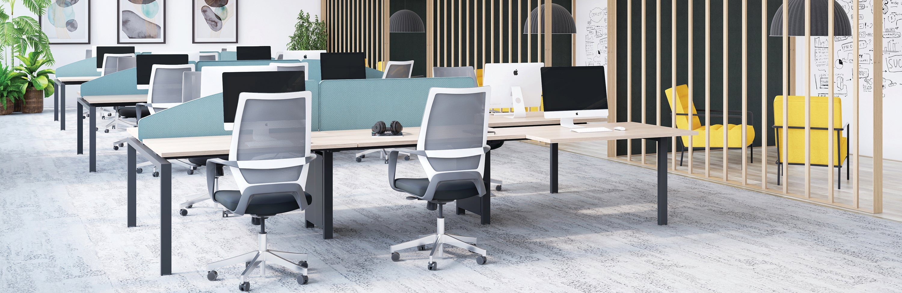 Jemini 2 Person Bench Desk 1400x1600x730mm White/white Kf809050