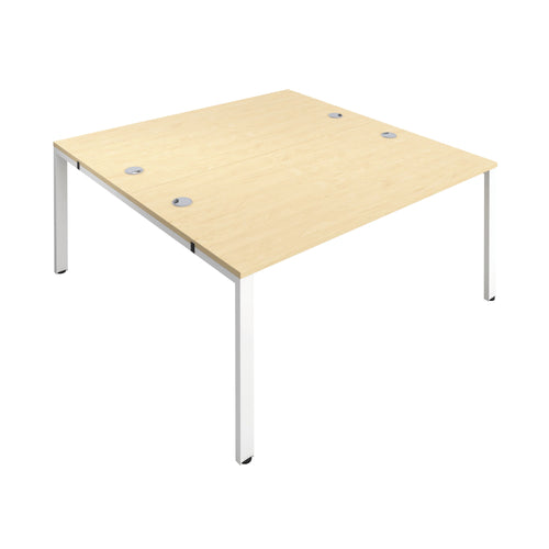 Jemini 2 Person Bench Desk 1400x1600x730mm Maple/white Kf809067