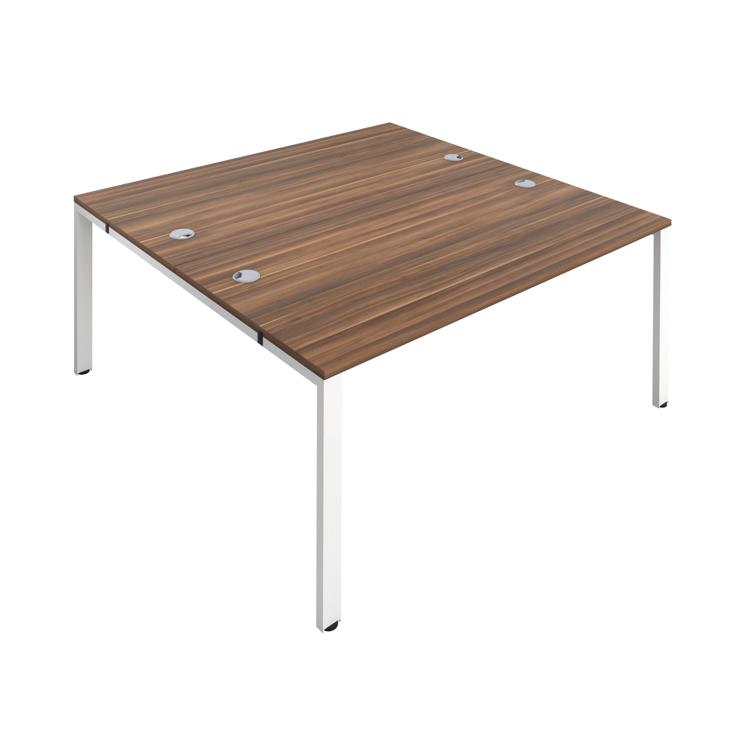 Jemini 2 Person Bench Desk 1400x1600x730mm Dark Walnut/white Kf809074