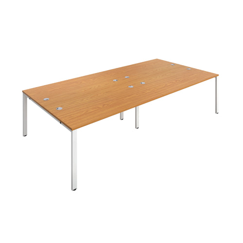Jemini 4 Person Bench Desk 2800x1600x730mm Nova Oak/white Kf809104