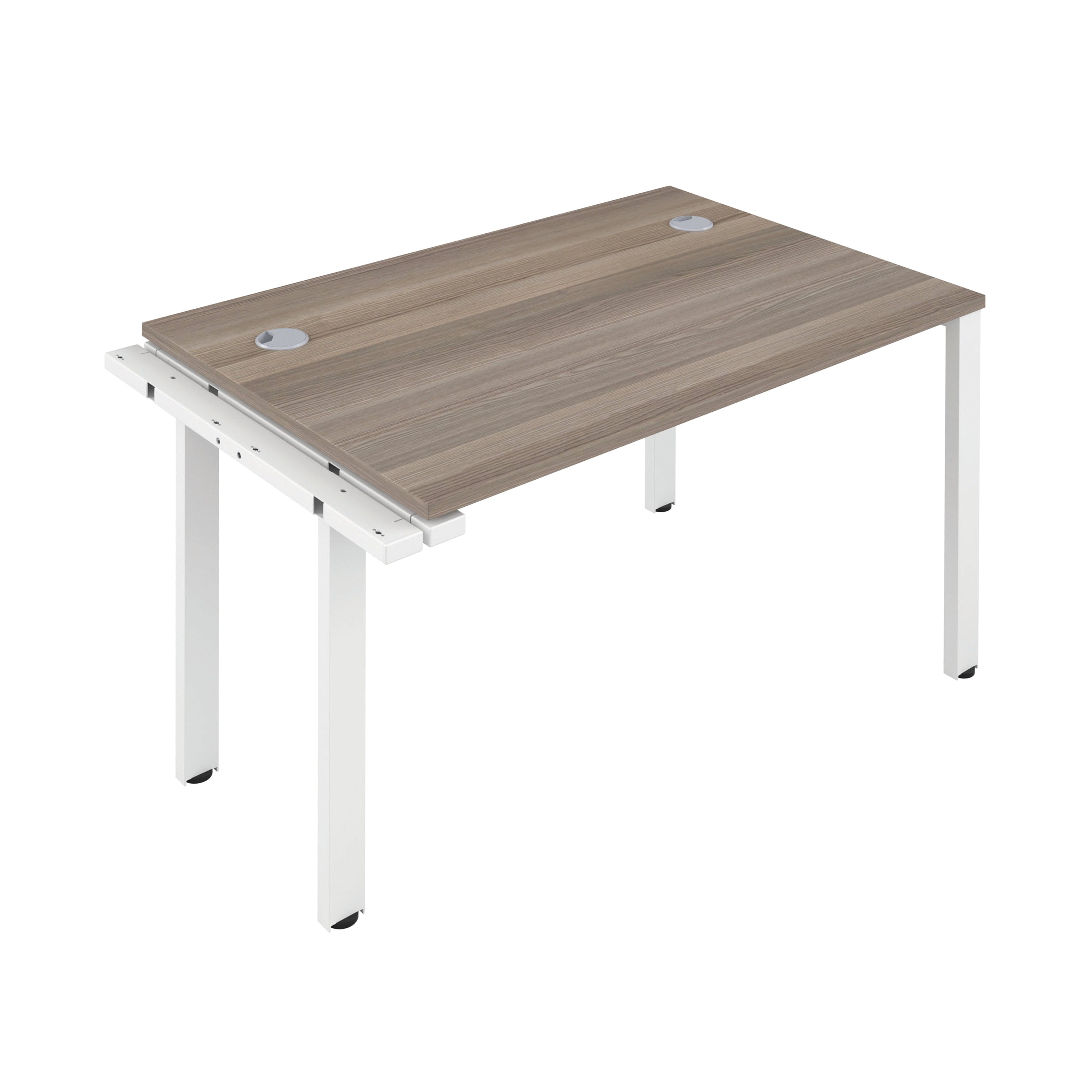 Jemini 1 Person Extension Bench Desk 1600x800x730mm Grey Oak/white Kf809272