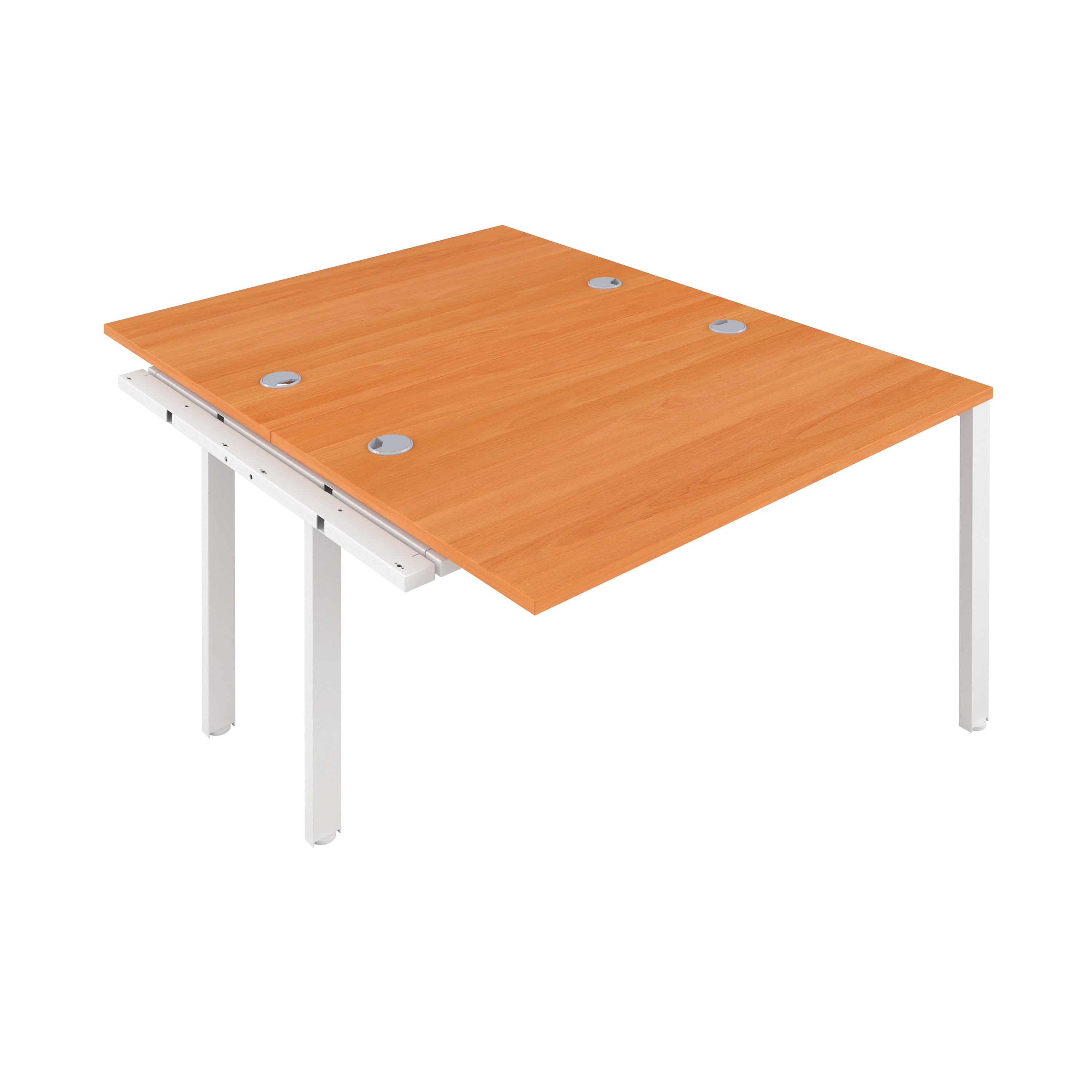Jemini 2 Person Extension Bench Desk 1600x1600x730mm Beech/white Kf809326