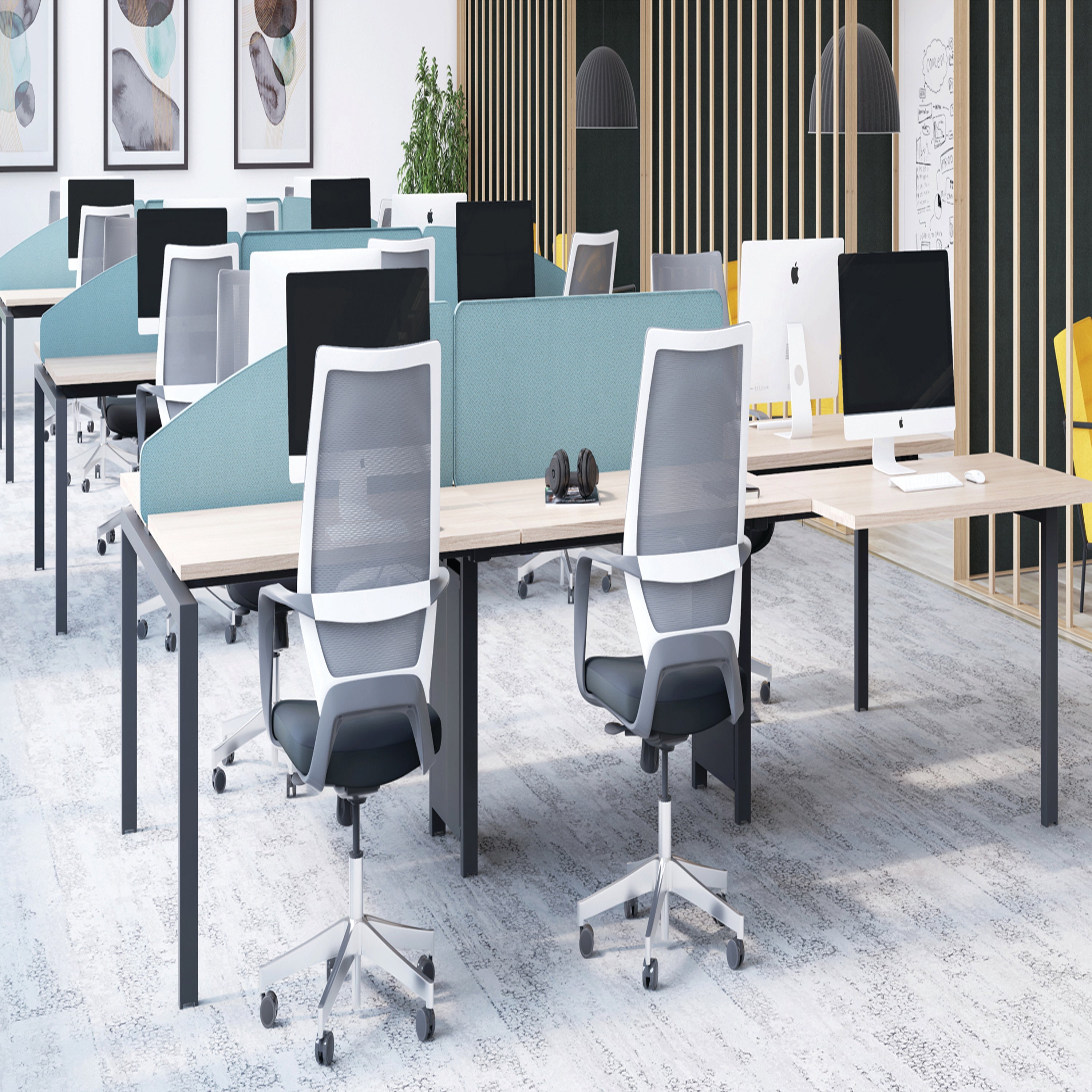 Jemini 2 Person Extension Bench Desk 1600x1600x730mm Grey Oak Kf809333