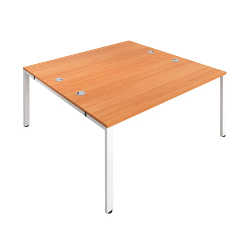 Jemini 2 Person Bench Desk 3200x1600x730mm Beech/white Kf809388