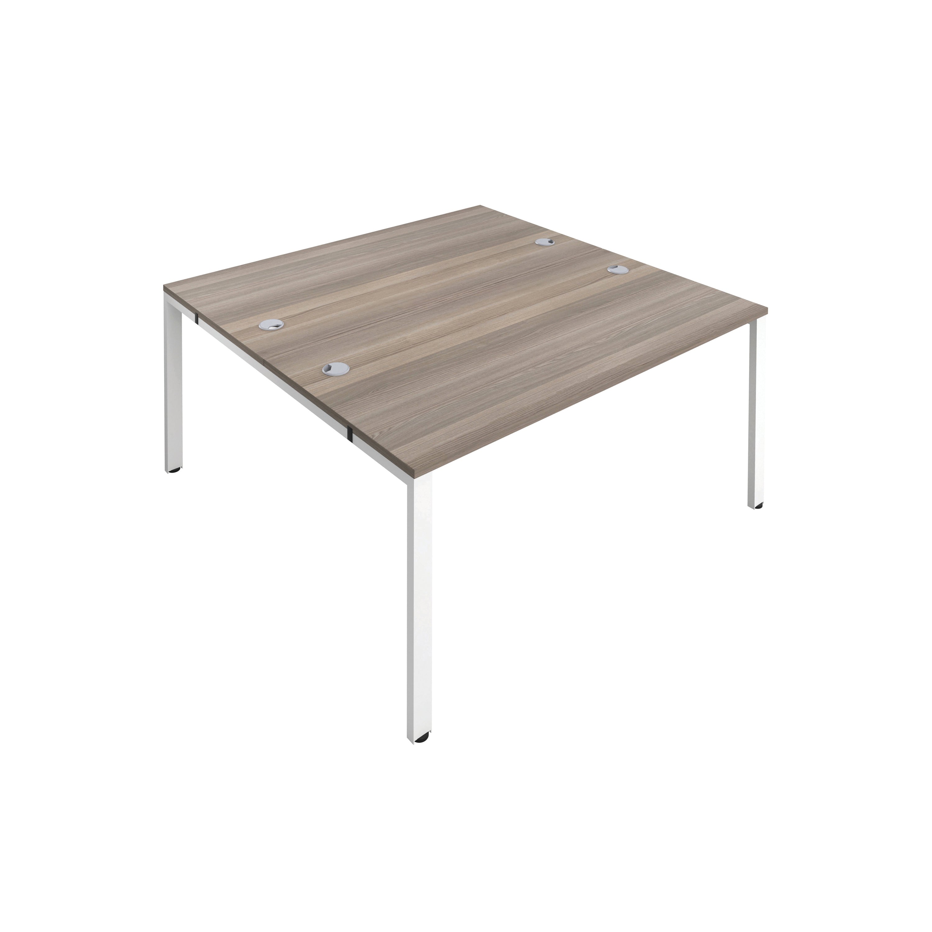 Jemini 2 Person Bench Desk 3200x1600x730mm Grey Oak/white Kf809395