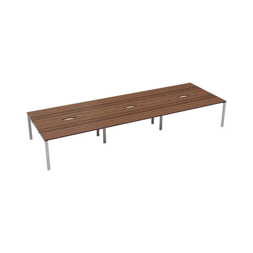 Jemini 6 Person Bench Desk 4800x1600x730mm Dark Walnut/white Kf809555
