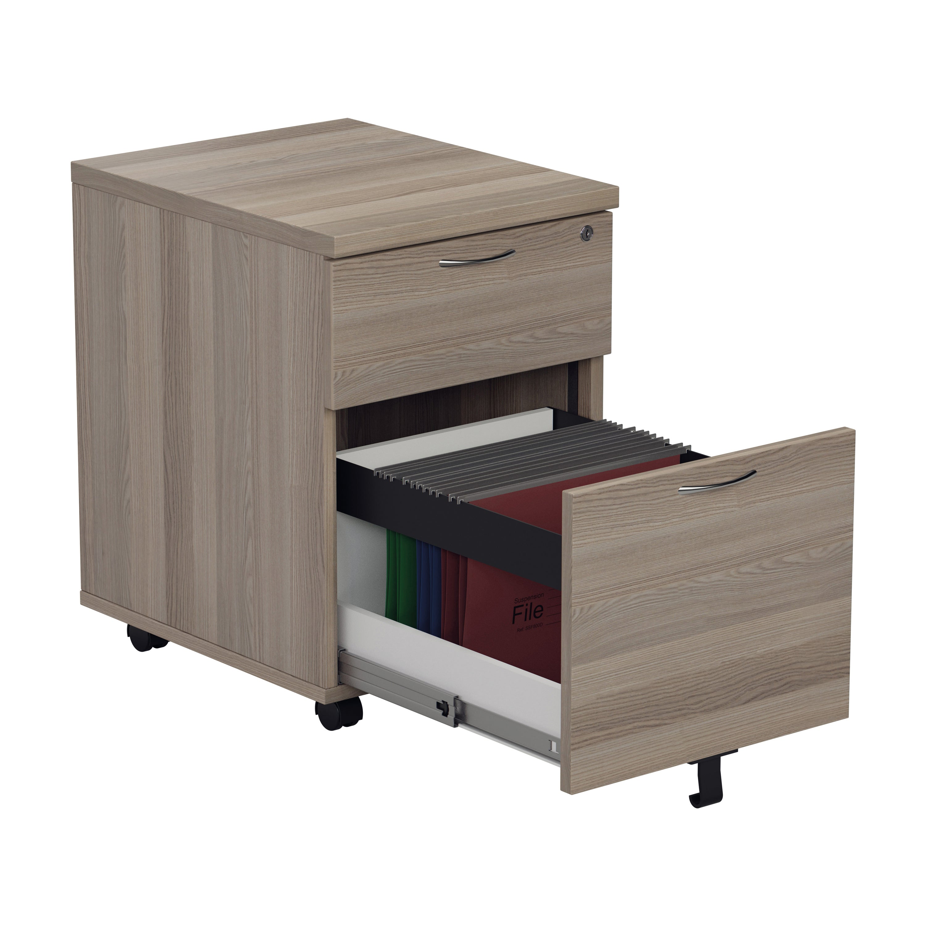 Jemini 2 Drawer Mobile Pedestal 404x500x595mm Grey Oak Kf81079