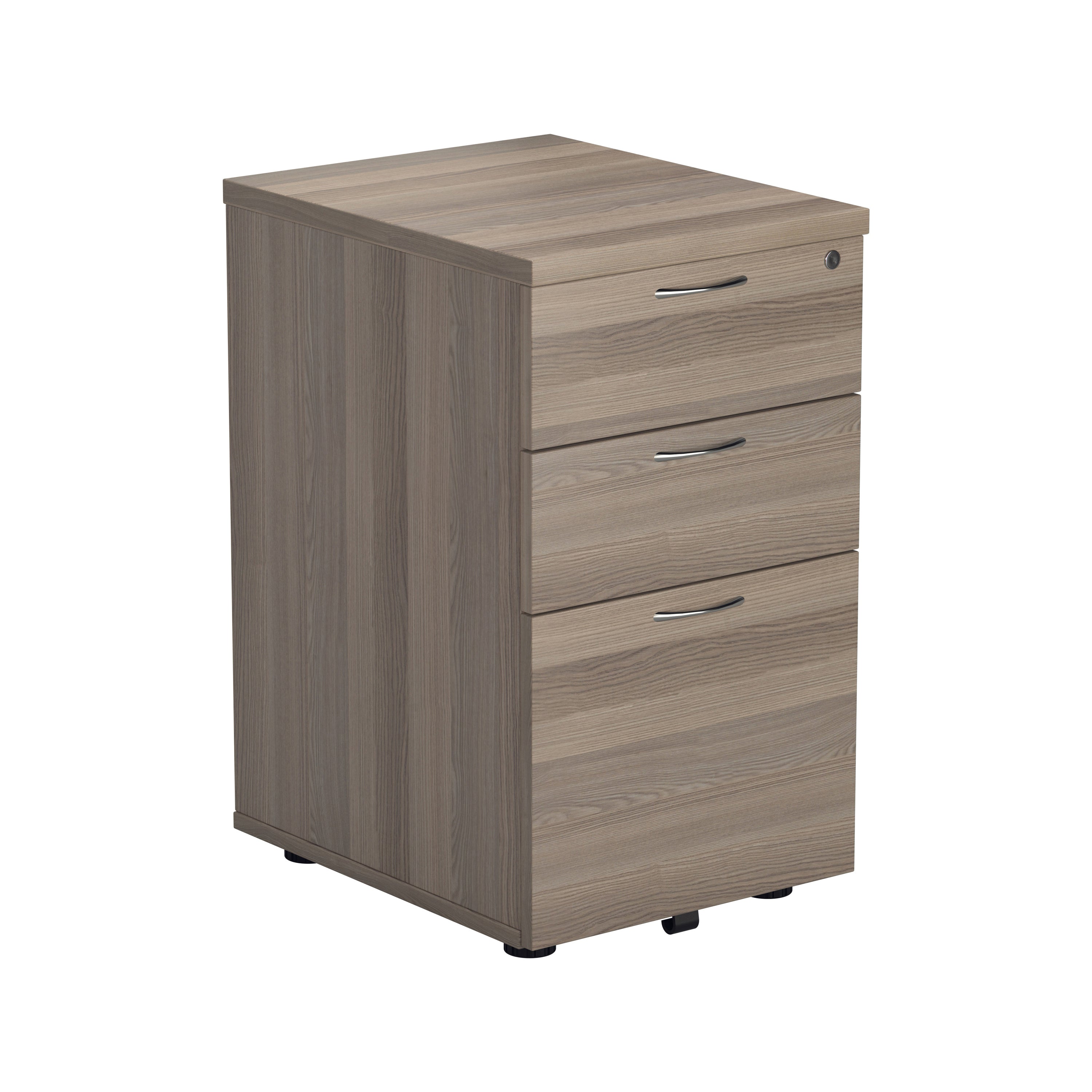 Jemini 3 Drawer Under Desk Pedestal 404x500x690mm Grey Oak Kf81081