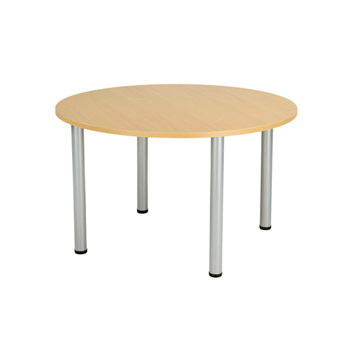 Jemini Circular Meeting Table 1200x1200x730mm Nova Oak/silver Kf816585