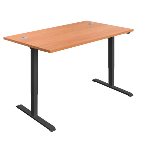 Jemini Economy Single Motor Sit/stand Desk 1400x800x705-1220mm Beech/black Kf820386