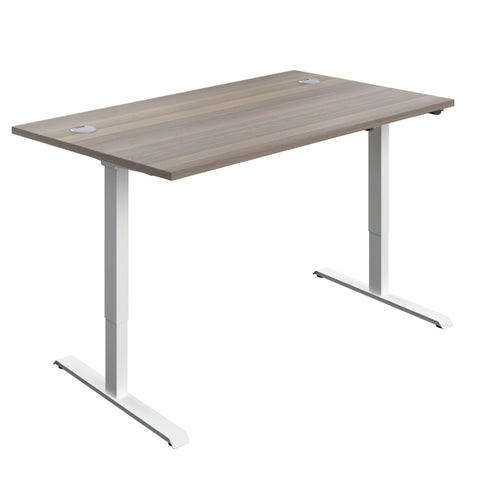 Jemini Economy Single Motor Sit/stand Desk 1400x800x705-1220mm Grey Oak/white Kf820436