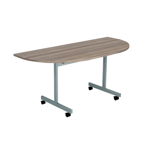 Jemini D-end Tilt Table 1400x700x720mm Grey Oak/Silver – (Pack of 1)