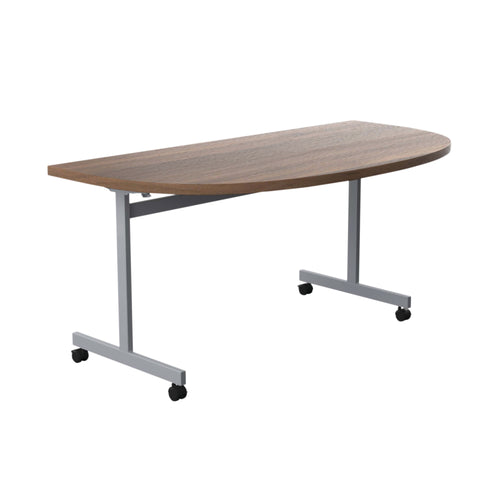 Jemini D-end Tilt Table 1600x800x720mm Dark Walnut/Silver – (Pack of 1)