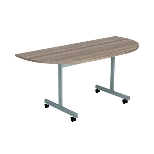 Jemini D-end Tilt Table 1600x800x720mm Grey Oak/Silver – (Pack of 1)