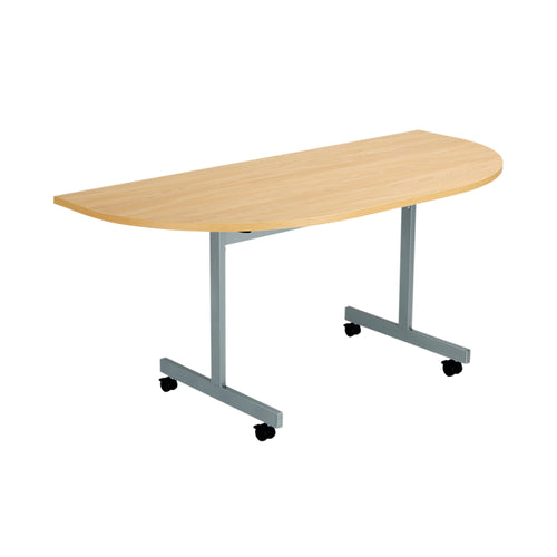 Jemini D-end Tilt Table 1600x800x720mm Nova Oak/Silver – (Pack of 1)