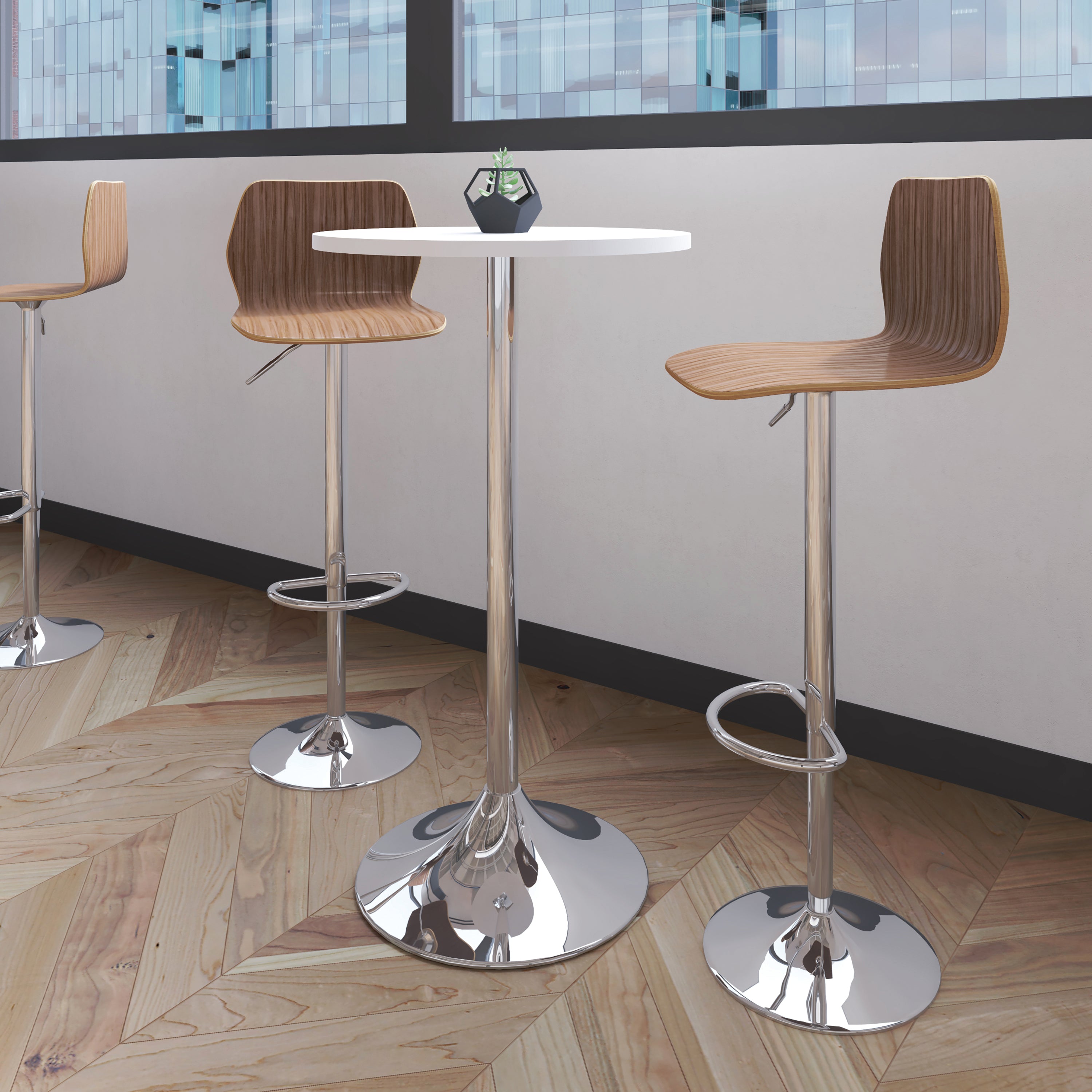 Jemini Bistro Trumpet Table Tall 600x600x1045mm White/chrome Kf840209