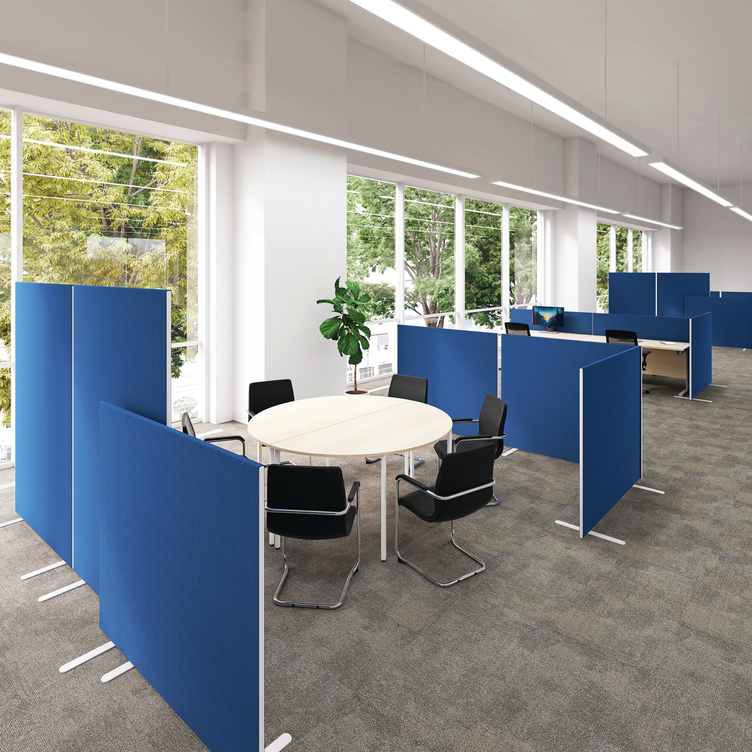 Jemini Floor Standing Screen 1400x25x1200mm Black Kf90495