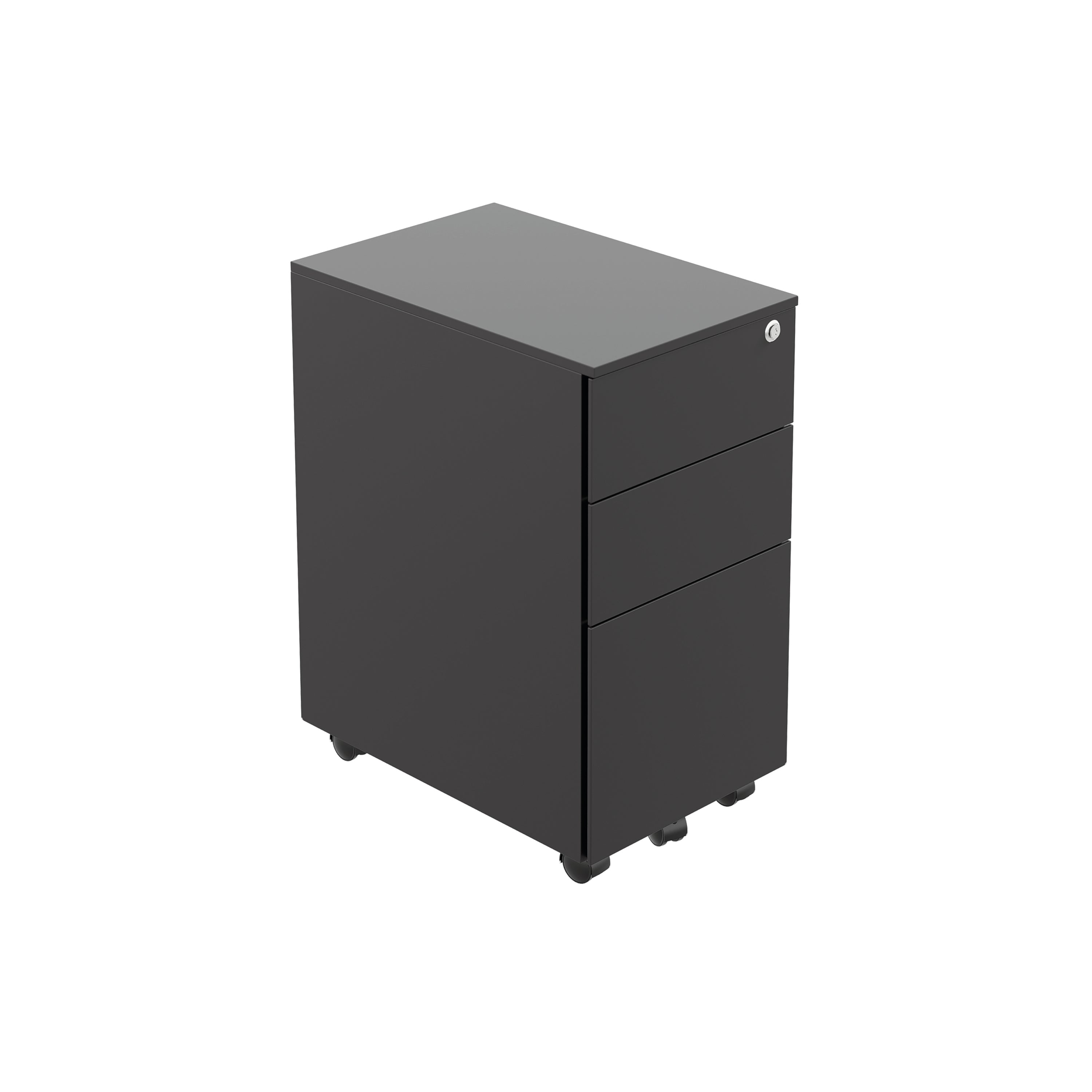 Jemini Contract Steel 3 Drawer Mobile Pedestal Slimline 300x470x615mm Black Kf90691
