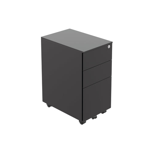 Jemini Contract Steel 3 Drawer Mobile Pedestal Slimline 300x470x615mm Black Kf90691