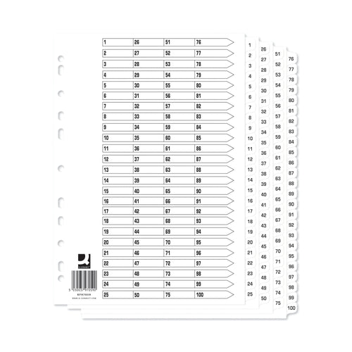 Q-connect A4 1-100 Mylar Index (10 Pack) Kf97059q