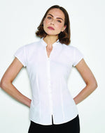 Kustom Kit KK727 Ladies Tailored Fit  Mandarin Collar Cap Sleeve Blouse - thumbnail 2