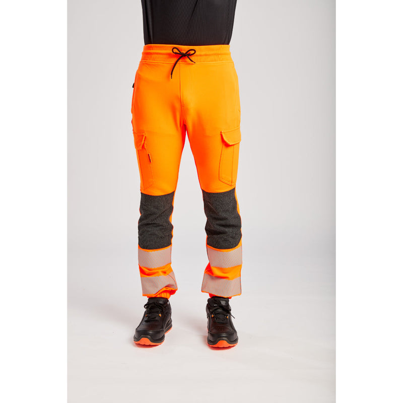 Front studio shot of the Portwest KX3 Hi-Vis Flexi Jogger in yellow and black.