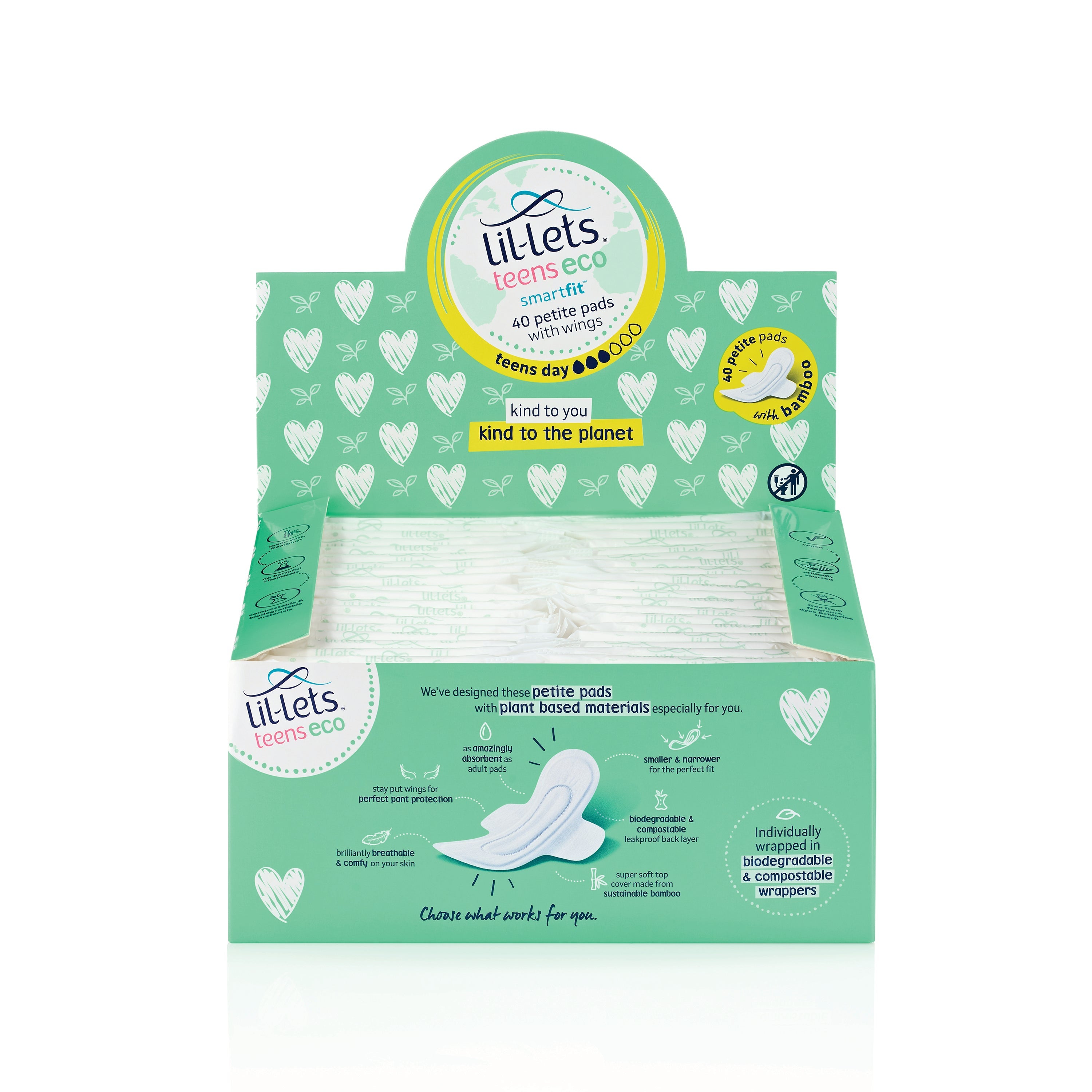 Lil-lets Teens Eco Sanitary Pads Wrapped With Wings  (Pack of 40)
