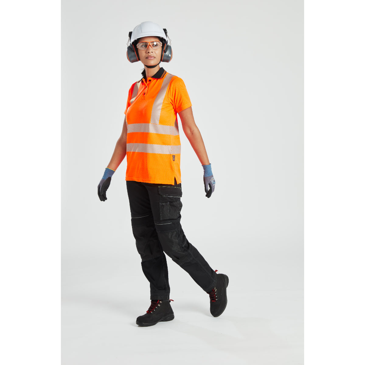 Model posing in the Portwest PW3 Women's Stretch Work Trouser.