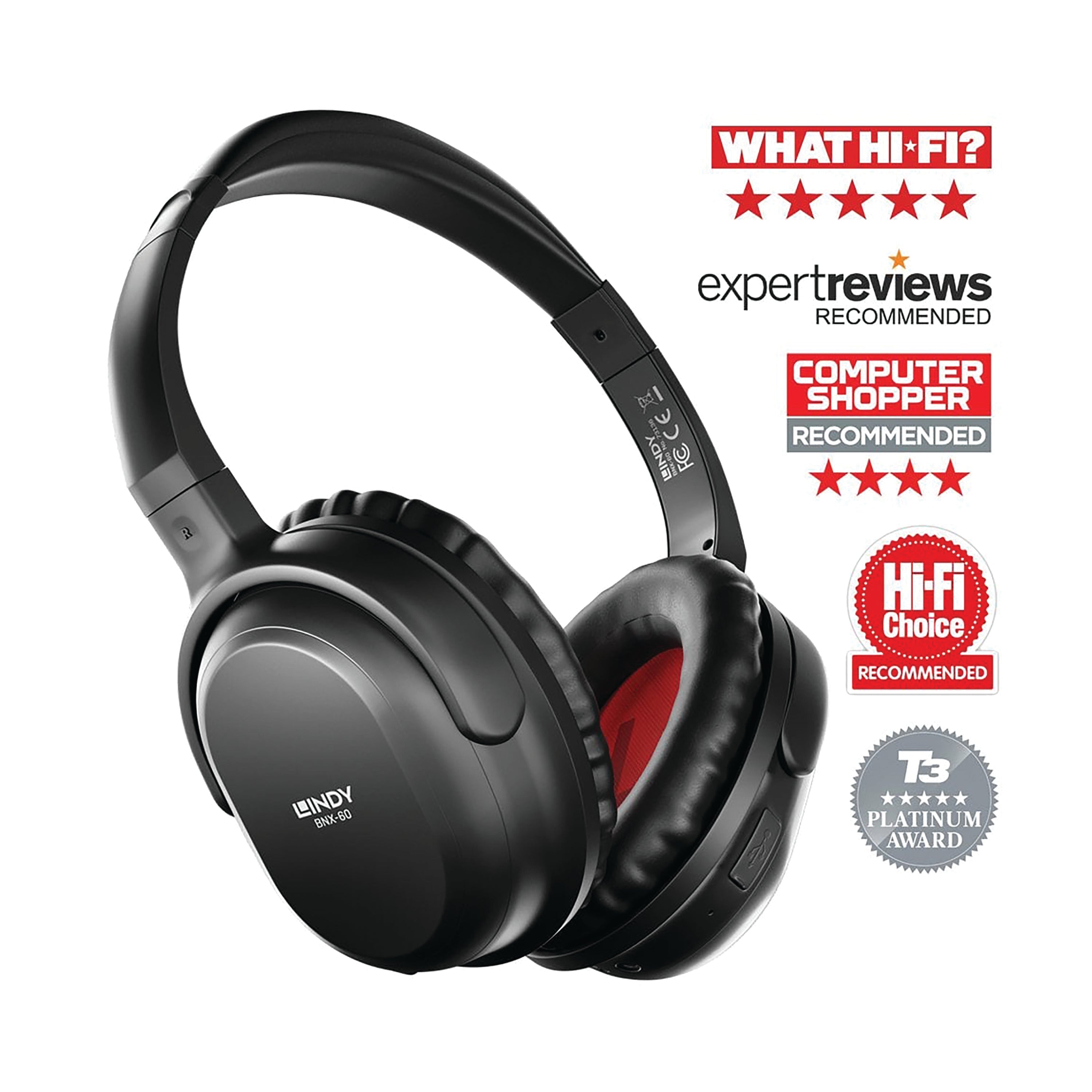 Lindy Bnx-60 Wireless Active Noise Cancelling Headphones Matt Black 73136