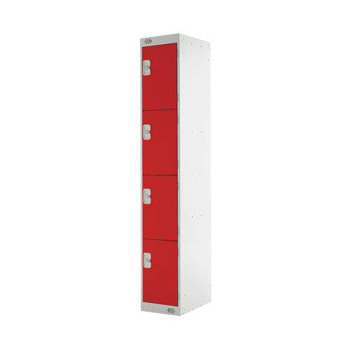 Four Compartment Express Standard Locker 300x300x1800mm Red Door MC00147