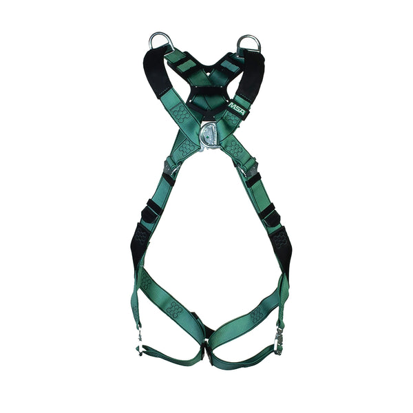 Msa V-form Full Body Back Chest Shoulder D-ring Bayonet Safety Harness Green Xs Msa10206045