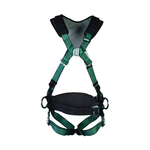 Msa Xl V-form Back/chest/hip D-ring Bayonet Harness W/w Belt Green Standard Msa10206055