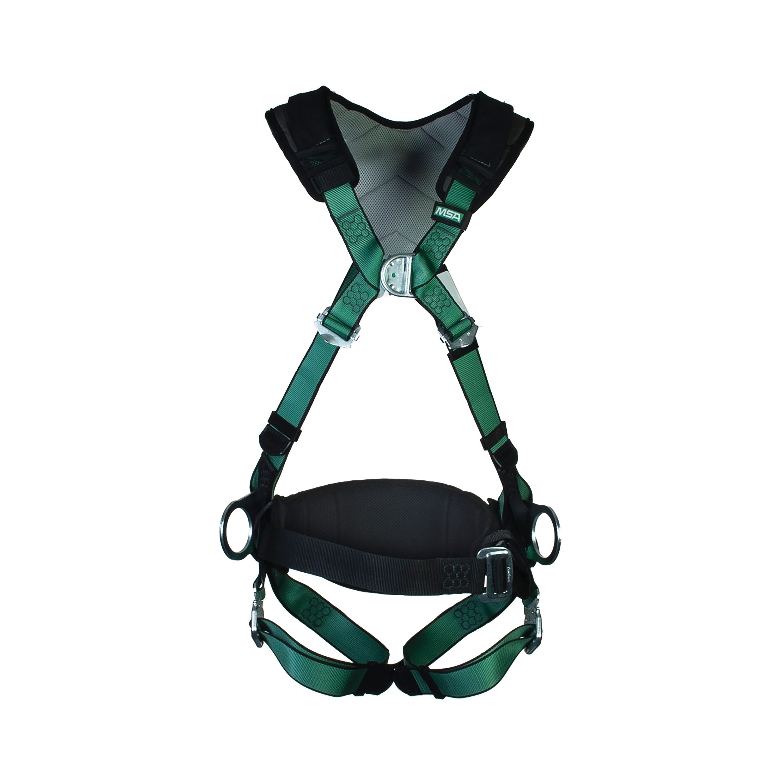 Msa Xl V-form Back/chest/hip D-ring Bayonet Harness W/w Belt Green Xl Msa10206056