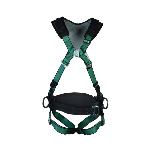Msa Xl V-form Back/chest/hip D-ring Bayonet Harness W/w Belt Green Xl Msa10206056