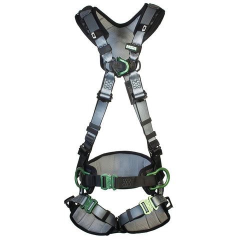 Msa V-fit Back Chest Hip D-ring Bayonet Safety Harness With Waistbelt Black Xs Msa10206545