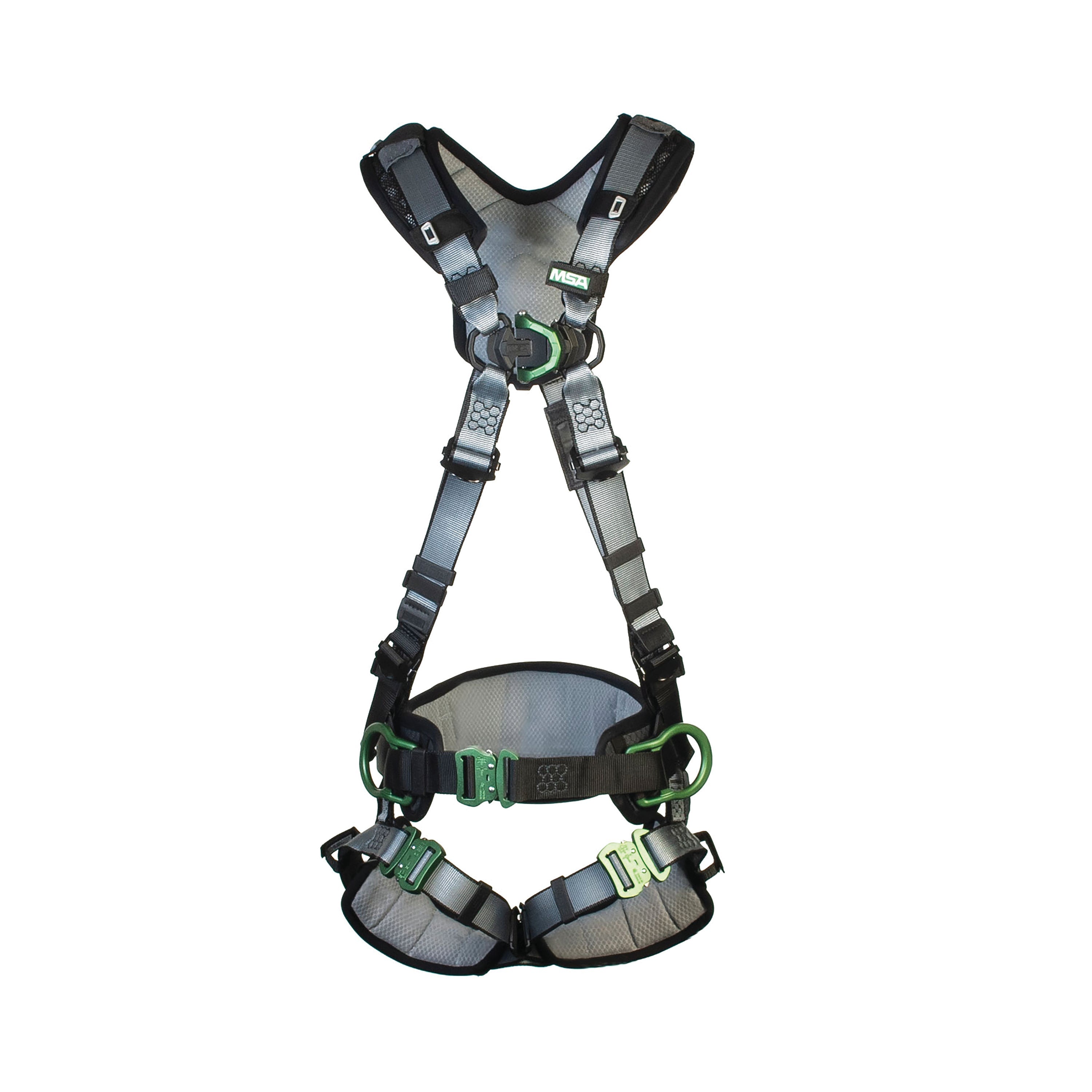 Msa V-fit Back Chest Hip D-ring Bayonet Safety Harness With Waistbelt Black L Msa10206546