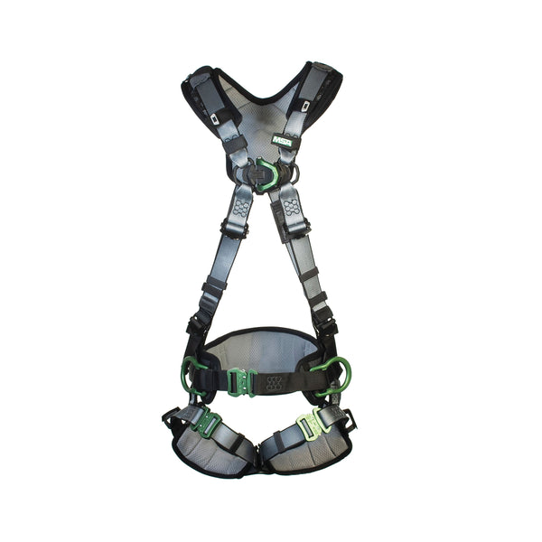 Msa V-fit Back Chest Hip D-ring Bayonet Safety Harness With Waistbelt Black Xl Msa10206547