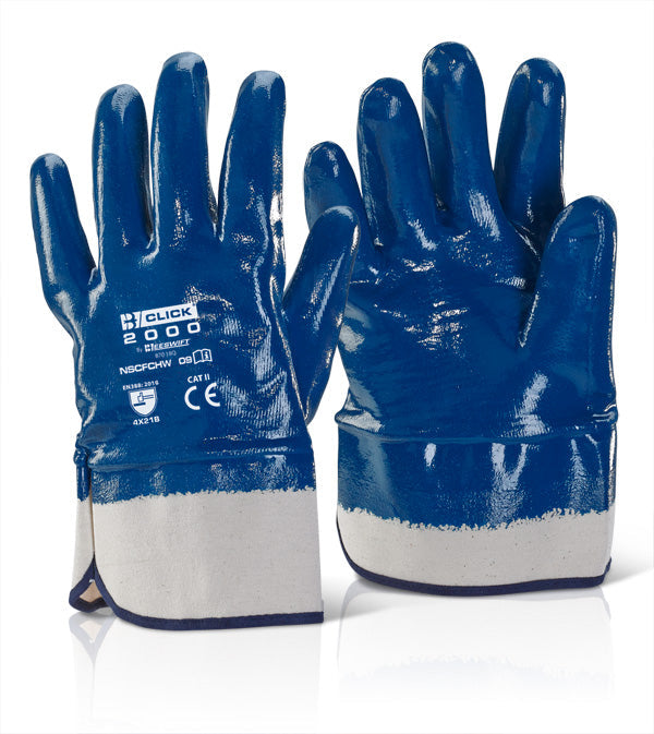 Beeswift Nitrile Safety Cuff Fully Coated Heavy Weight - [CLEARANCE]