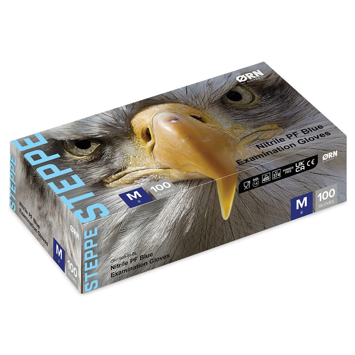 ORN Steppe Classic Blue Nitrile Gloves - 1 Case (10 Boxes of 100 Gloves)