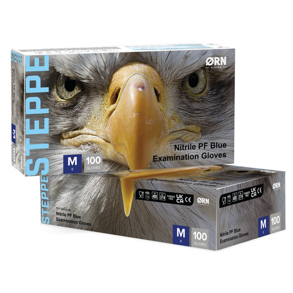 ORN Steppe Classic Blue Nitrile Gloves - 1 Case (10 Boxes of 100 Gloves)
