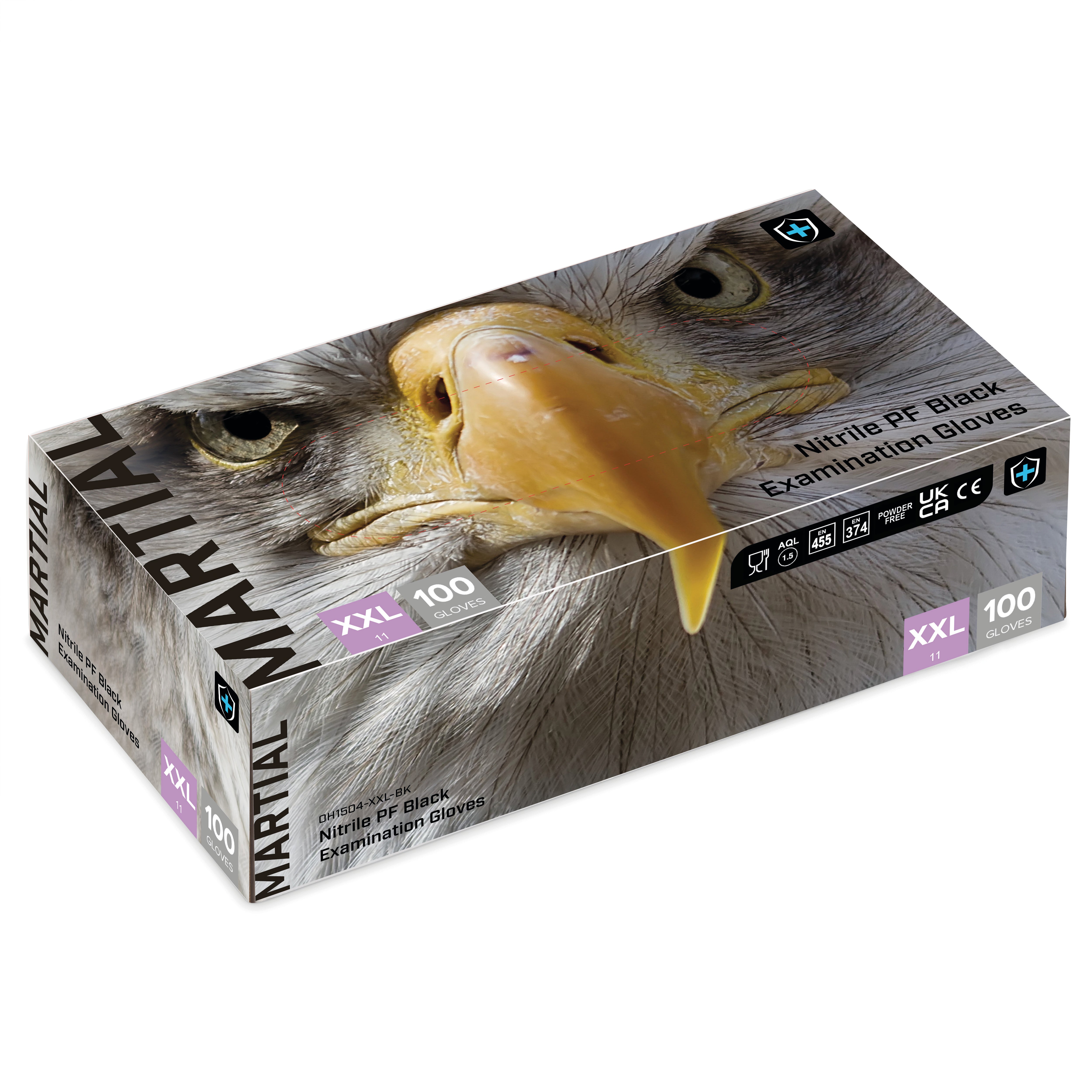 ORN Martial Medium Duty Black Nitrile Gloves - 1 Case (10 Boxes of 100 Gloves)