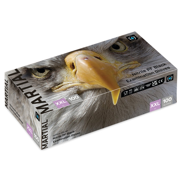 ORN Martial Medium Duty Black Nitrile Gloves - 1 Case (10 Boxes of 100 Gloves)