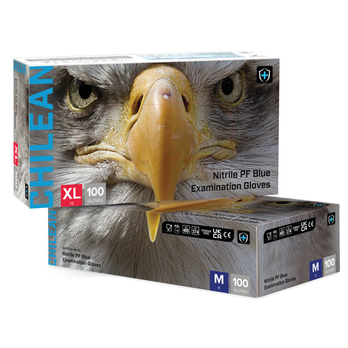 ORN Chilean Medium Duty Blue Nitrile Gloves - 1 Case (10 Boxes of 100 Gloves)