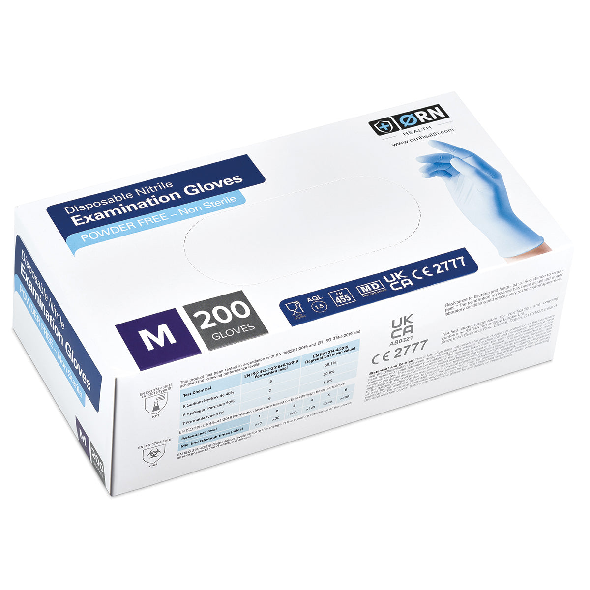 ORN Steppe Classic Blue Nitrile Gloves - 1 Case (10 Boxes of 200 Gloves)