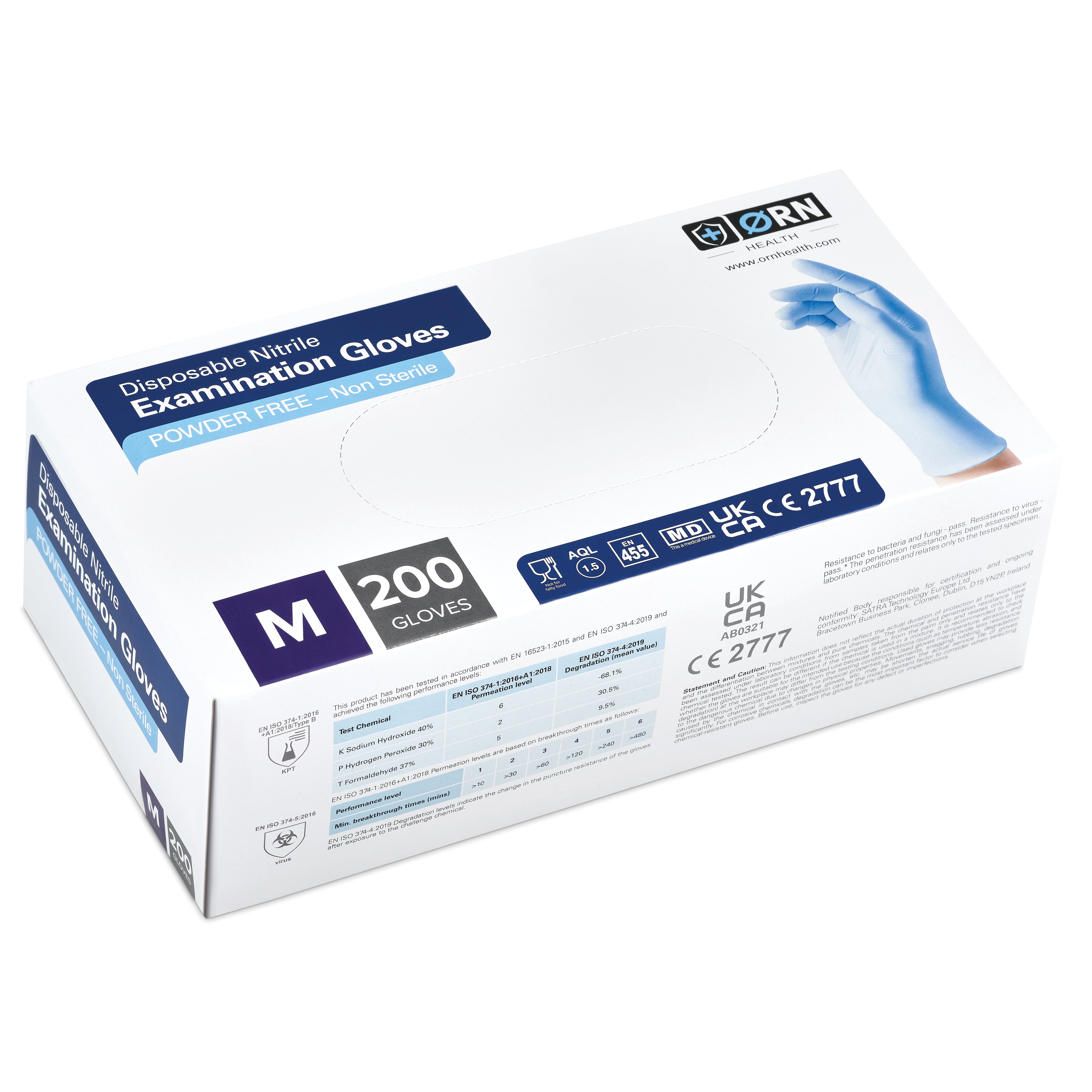 ORN Steppe Classic Blue Nitrile Gloves - 1 Case (10 Boxes of 200 Gloves)